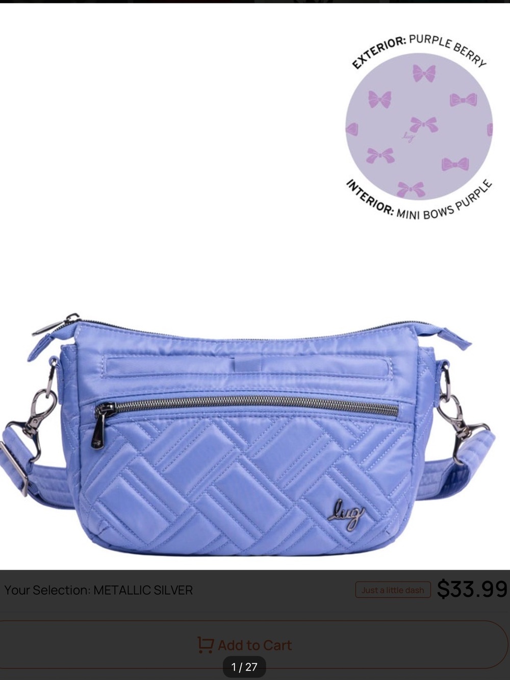 Lug Dash Quilted Crossbody Bag. Purple Berry. NWT